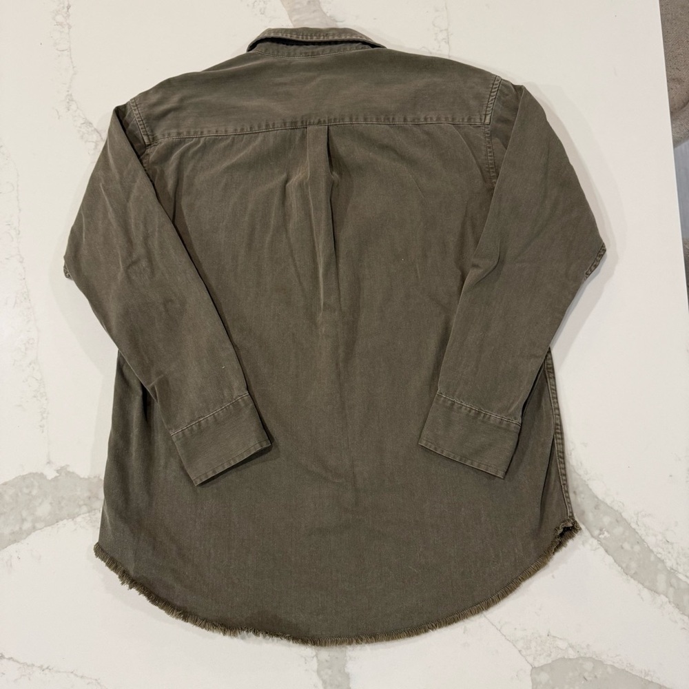 Aerie Oversized Button Down Boyfriend Shirt Women’s Small Army Green 100% Cotton - Picture 7 of 7